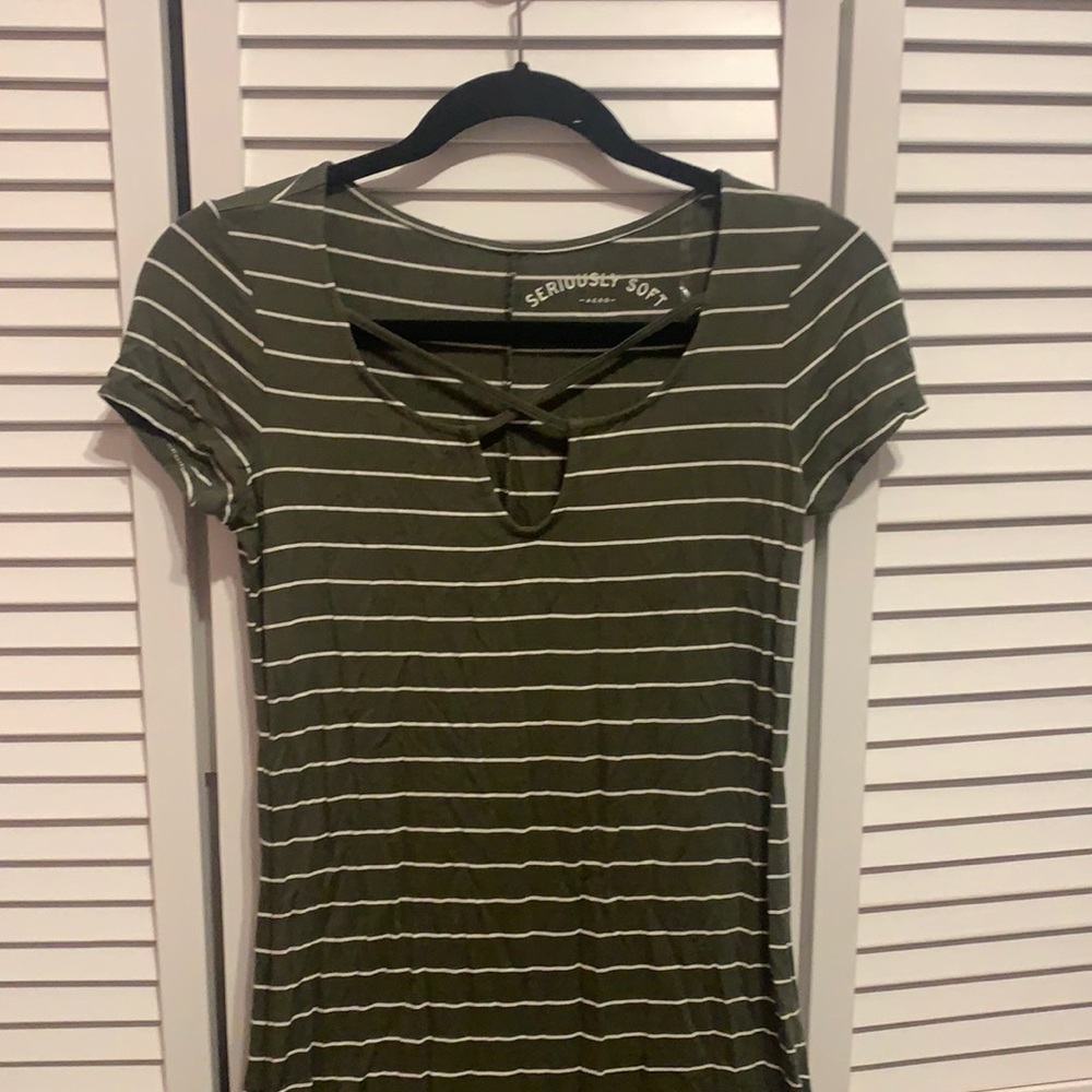 Fun dress with stripes cross front detail